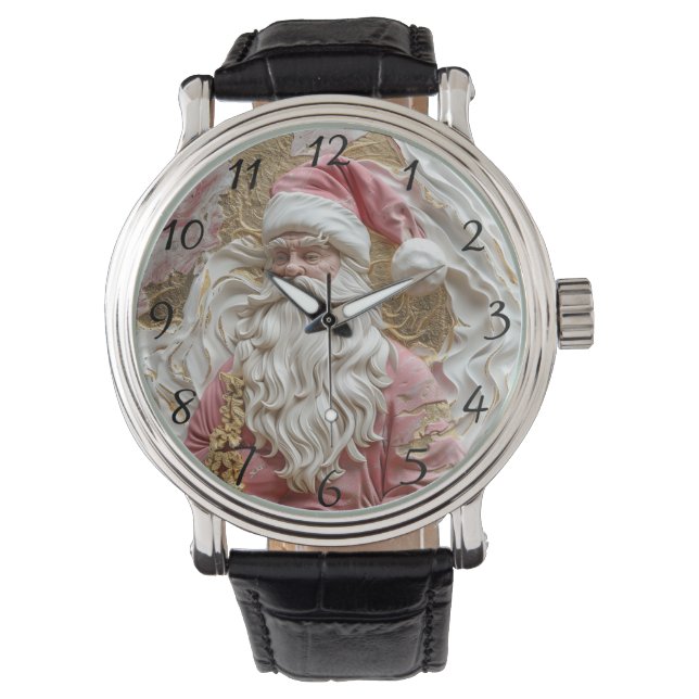 Festive Santa's artistic portrayal Armbanduhr (Vorderseite)