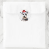 Festive Schnauzer Dog Woof Word Art Christmas Runder Aufkleber (Tasche)
