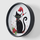 Festive Schwarze Katze Uhr (Winkel)