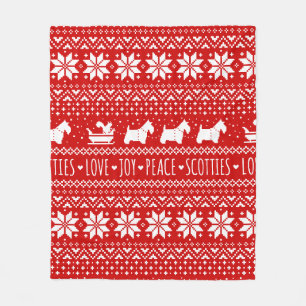 Festive Scottie Hunde Weihnachten   Schottische Te Fleecedecke