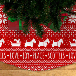 Festive Scottie Hunde Weihnachten | Schottische Te Polyester Weihnachtsbaumdecke