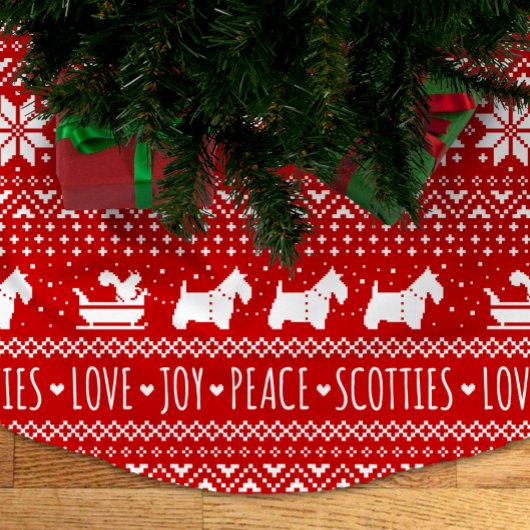Festive Scottie Hunde Weihnachten | Schottische Te Polyester Weihnachtsbaumdecke