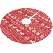 Festive Scottie Hunde Weihnachten | Schottische Te Polyester Weihnachtsbaumdecke (Schrägansicht)