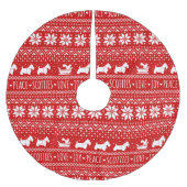 Festive Scottie Hunde Weihnachten | Schottische Te Polyester Weihnachtsbaumdecke (Vorderseite)