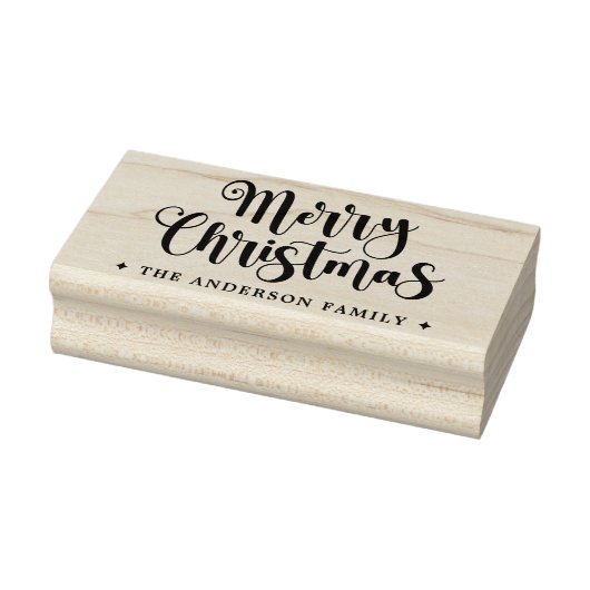 Festive script Merry Christmas custom name Gummistempel (Stempel)