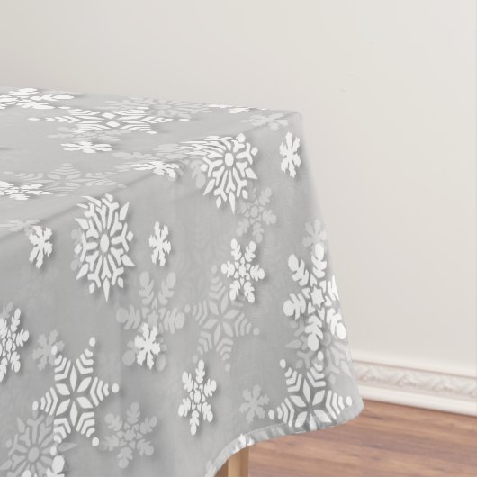 Festive Silver Grey and White Christmas Snow Tischdecke (Beispiel)