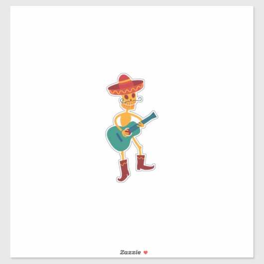 Festive Skeleton Guitar Player Aufkleber (Blatt)