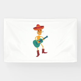 Festive Skeleton Guitar Player Banner
