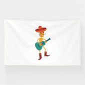 Festive Skeleton Guitar Player Banner (Horizontal)