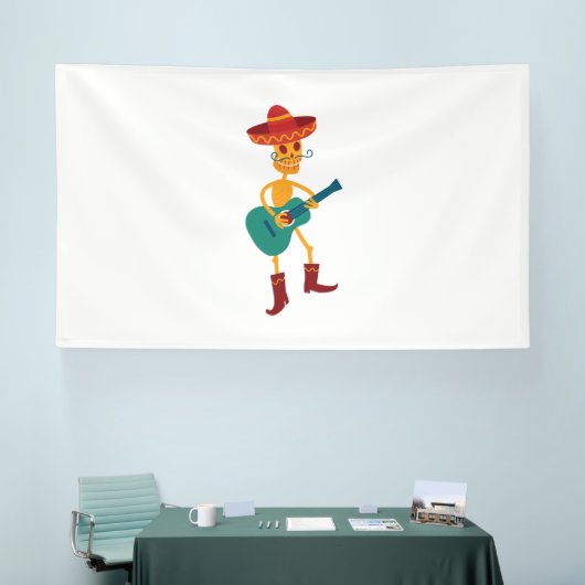 Festive Skeleton Guitar Player Banner (Messe)