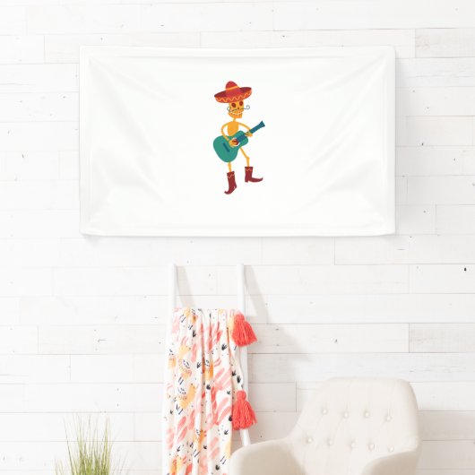Festive Skeleton Guitar Player Banner (Insitu)