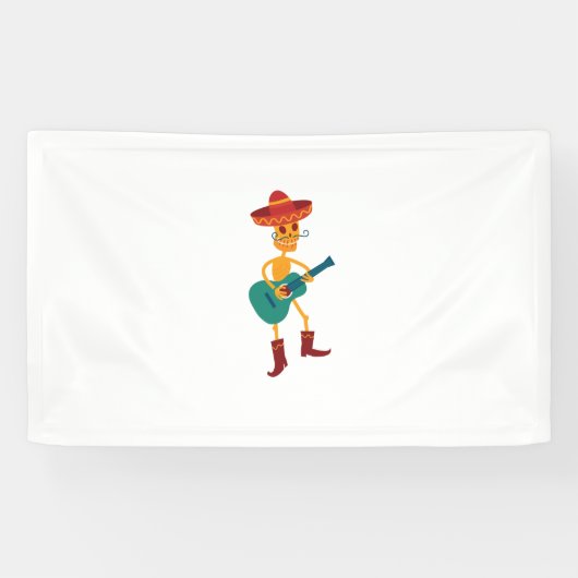 Festive Skeleton Guitar Player Banner (Horizontal)