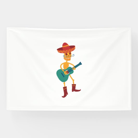 Festive Skeleton Guitar Player Banner (Horizontal)