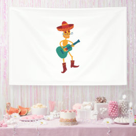 Festive Skeleton Guitar Player Banner