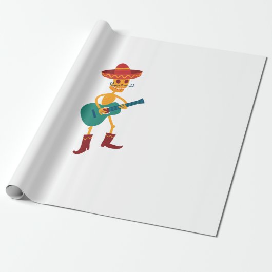 Festive Skeleton Guitar Player Geschenkpapier (Ungerollt)