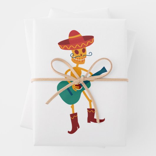 Festive Skeleton Guitar Player Geschenkpapier Set (Beispiel)