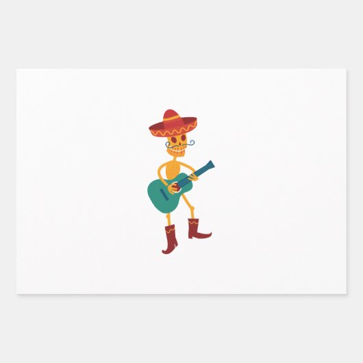 Festive Skeleton Guitar Player Geschenkpapier Set (Vorderseite)