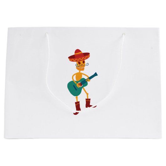 Festive Skeleton Guitar Player Große Geschenktüte (Vorderseite)