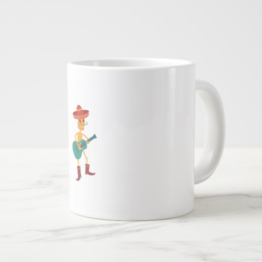 Festive Skeleton Guitar Player Jumbo-Tasse (Vorderseite Rechts)