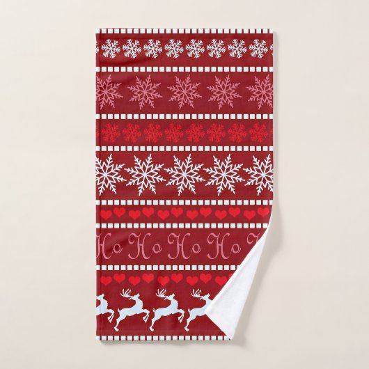 Festive Snowflake and Reindeer Design Handtuch (Handtuch)