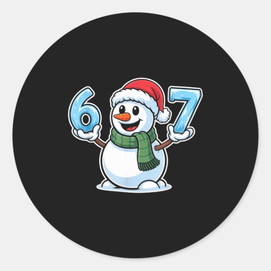 Festive Snowman Christmas Winter Cheer 67 Number  Runder Aufkleber (Vorderseite)