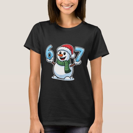 Festive Snowman Christmas Winter Cheer 67 Number T-Shirt (Vorderseite)