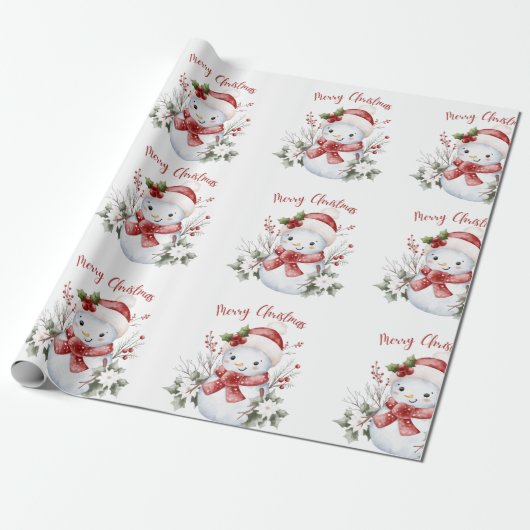 Festive Snowman Christmas Wrapping Paper Geschenkpapier (Ungerollt)