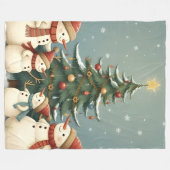 Festive Snowman Family Christmas Collection Fleecedecke (Vorderseite (Horizontal))