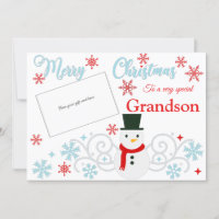 Festive Snowman Grandson Kartenhalter