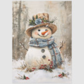Festive Snowman in Forest Decoupage Seidenpapier (Vorderseite)