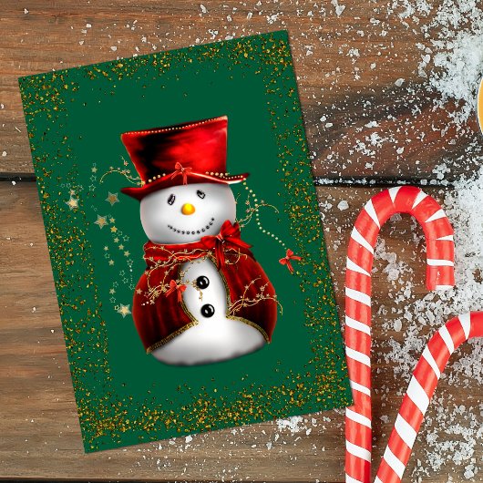 Festive Snowman Sparkle Christmas Karte