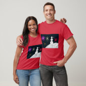 Festive Snowman with Colorful New Year Pyrotechnic T-Shirt (Unisex)
