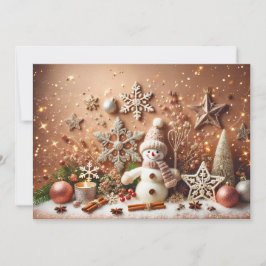 Festive Snowman with Glittery Christmas Stars Einladung