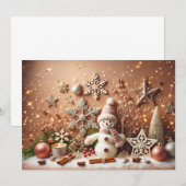 Festive Snowman with Glittery Christmas Stars Einladung (Vorne/Hinten)
