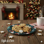 Festive Snowmen Christmas Trees Holiday Gift Round Pappteller