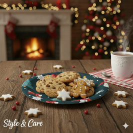 Festive Snowmen Christmas Trees Holiday Gift Round Pappteller