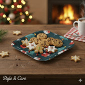 Festive Snowmen Christmas Trees Holiday Gift Sqr Pappteller