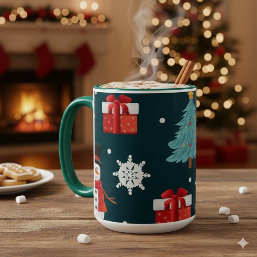 Festive Snowmen Christmas Trees Holiday Gift Tasse