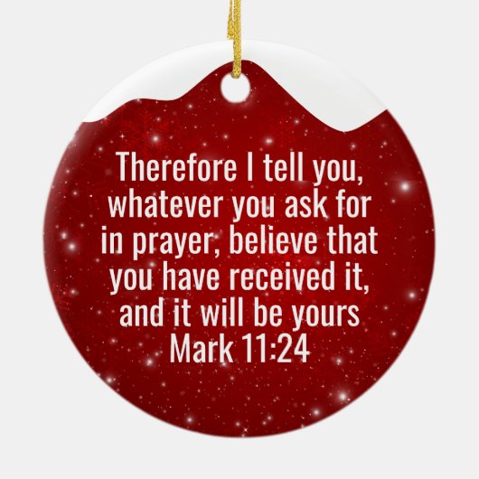 Festive Snowy Motivational Biblical Text ⛪️ 🎄 Keramik Ornament (Hinten)