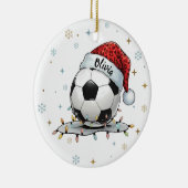Festive Soccer Ball Holiday Design Keramik Ornament (Rechts)