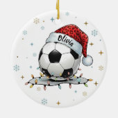 Festive Soccer Ball Holiday Design  Keramik Ornament (Hinten)
