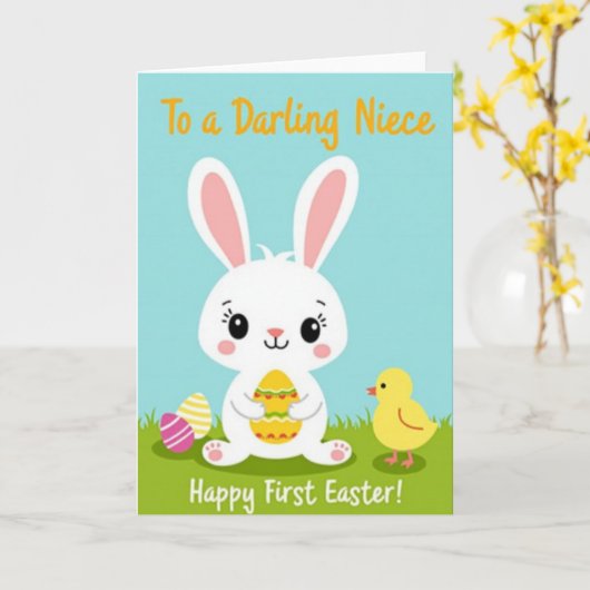 Festive Spring Rabbit Celebration Card Karte (Gelbe Blume)