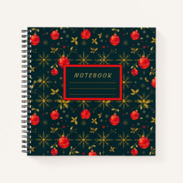 Festive Square Holiday Journal - Red Ornaments Notizblock