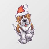 Festive St. Bernard Window Cling Fensteraufkleber (Blatt)