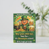 Festive St. Patrick's Day Leprechaun Greeting Postkarte (Stehend Vorderseite)