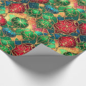 Festive Stained Glass Ornament Pattern Geschenkpapier (Ecke)