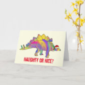 Festive Stegosaurus Funny Santa Dinosaur Slogan Karte (Gelbe Blume)