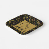 Festive Streamers Black n Gold New Years Party Pappteller (Gewinkelt)