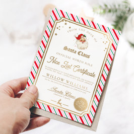 Festive Strip Nice List Certificate Foil Card Folieneinladung