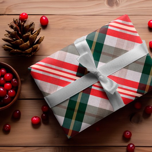 Festive, stylische Candy Cane Red Green Kariert Pa Geschenkpapier